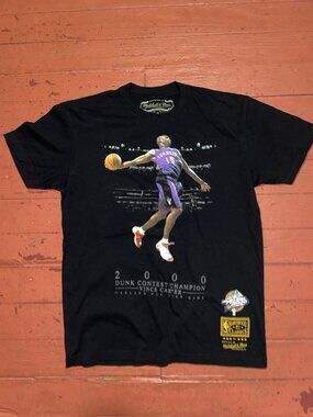 Mitchell & Ness Vince Carter 2000 Dunk Contest Champion Tee Shirt Mens M Black